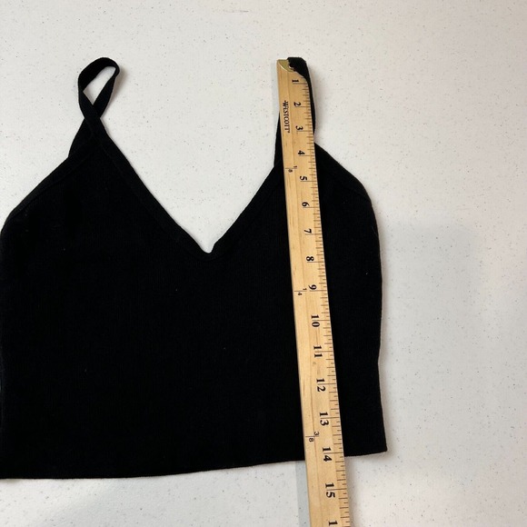 Superdown Remy Crop Top Black Strappy V Neck Stretch Knit Women's Size Medium M - Picture 10 of 12